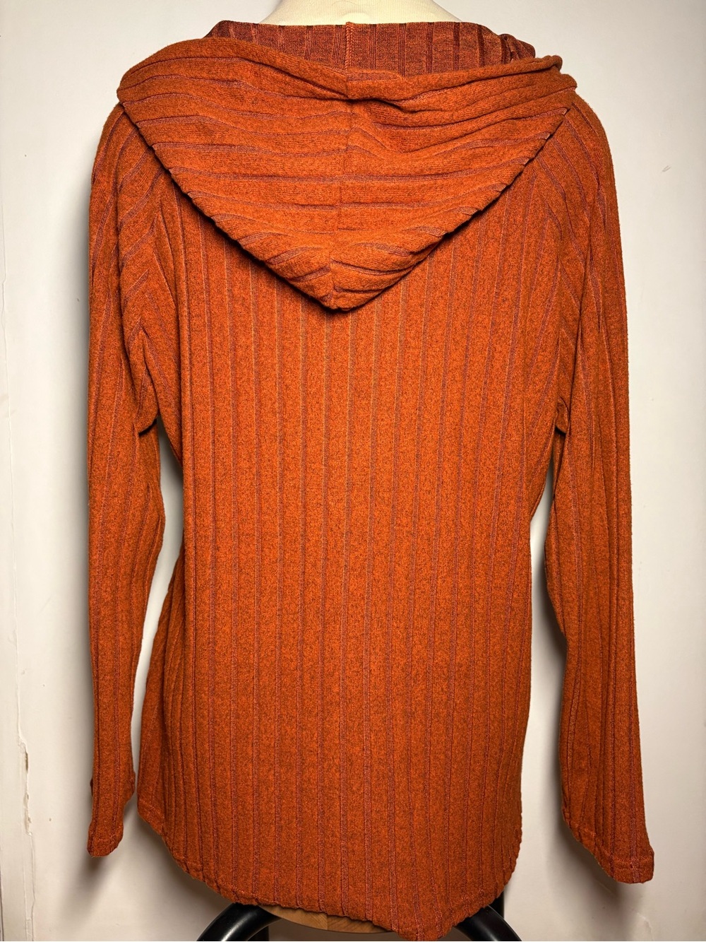 Hooded Button-Front Cardigan in Rust - Picture 4 of 7